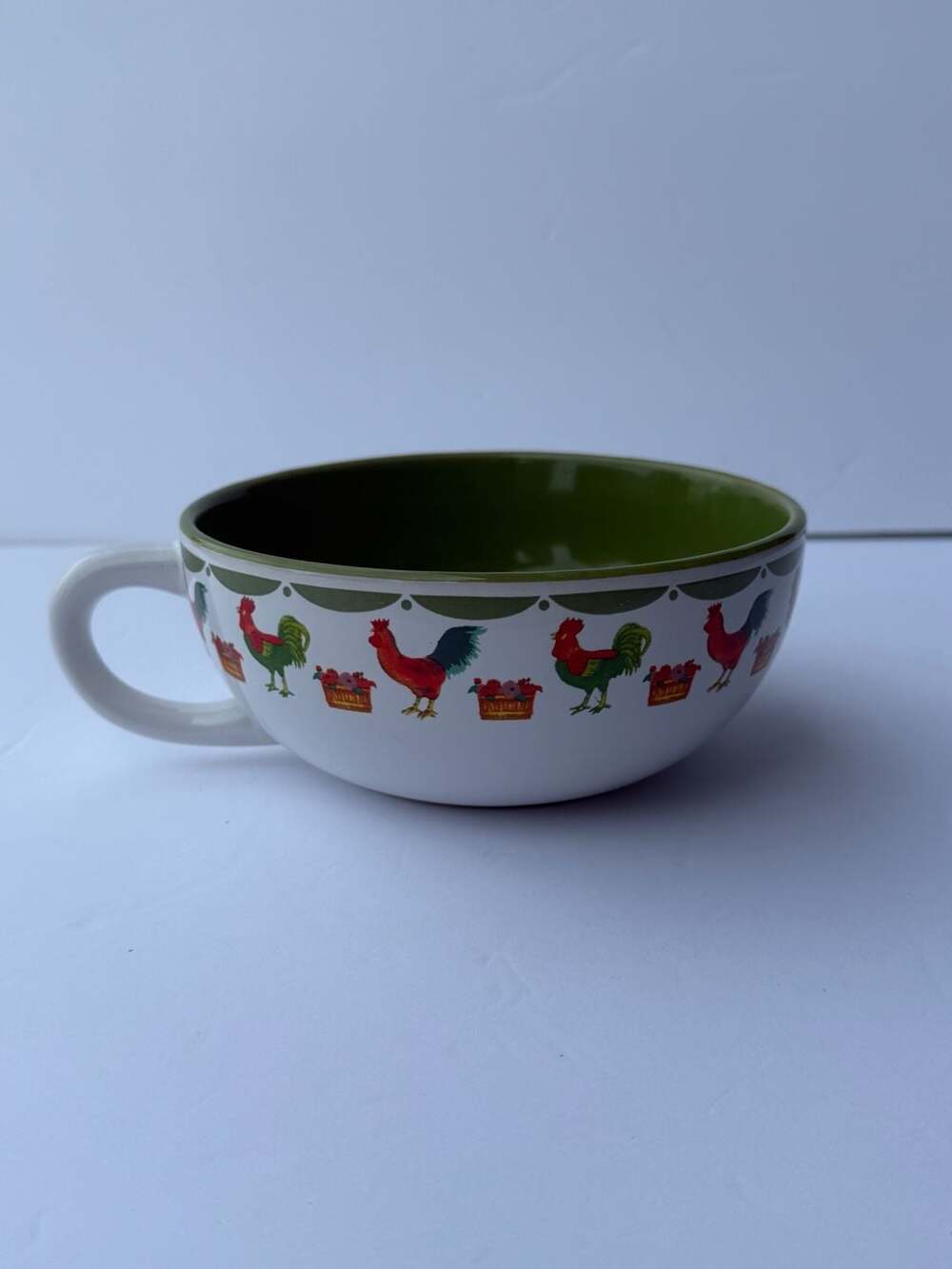 Century Rooster Pattern Ceramic Soup Mug